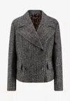 Dolce & Gabbana Pinstriped Wool-blend Double-breasted Jacket In Gray