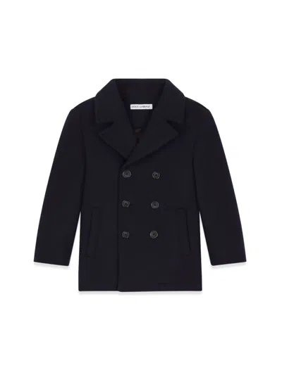 Dolce & Gabbana Kids' Double-breasted Wool Coat In Blue