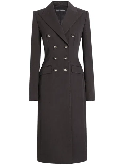 Dolce & Gabbana Double-breasted Padded-hips Coat In Black