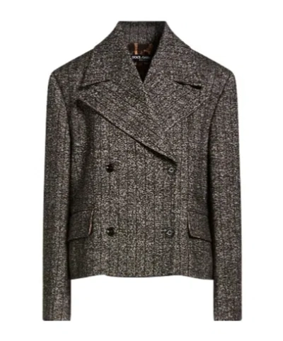 Dolce & Gabbana Double Breasted Pea Coat In Gray