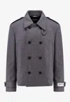 Dolce & Gabbana Double-breasted Wool Coat With Epaulets And Modern Cut In Gray