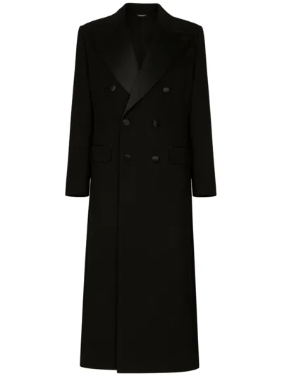 Dolce & Gabbana Double-breasted Peaked-lapel Coat In Black