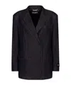 Dolce & Gabbana Double-breasted Silk And Cotton Denim Taormina-fit Jacket In Black