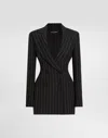Dolce & Gabbana Double-breasted Pinstripe Wool Jacket In Multicolor