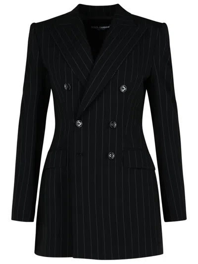 DOLCE & GABBANA DOUBLE-BREASTED PINSTRIPED BLAZER