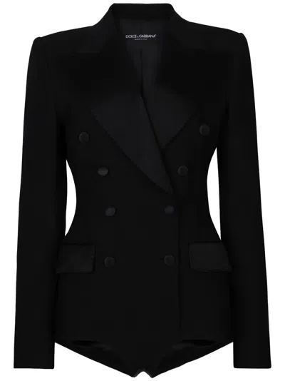 Dolce & Gabbana Double-breasted Playsuit Blazer In Black