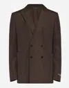Dolce & Gabbana Double-breasted Poplin Portofino-fit Jacket In Brown