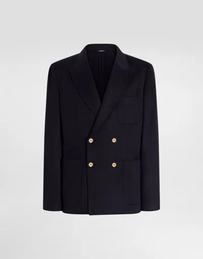 Dolce & Gabbana Double-breasted Portofino Cashmere Jacket In Blue