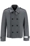Dolce & Gabbana Double-breasted Wool Coat With Epaulets And Modern Cut In Grey