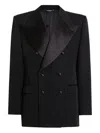 Dolce & Gabbana Double-breasted Satin-lapel Jacket In Black