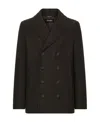 Dolce & Gabbana Double-breasted Melange Coat In Black