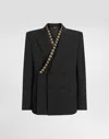 Dolce & Gabbana Double-breasted Sicilia Bistrecht Wool Canvas Jacket In Black