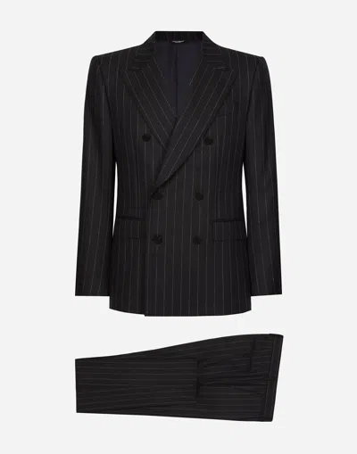 Dolce & Gabbana Double-breasted Sicilia-fit Suit In Multicolor