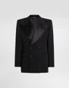 Dolce & Gabbana Double-breasted Satin-lapel Jacket In Black