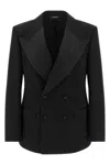 Dolce & Gabbana Double-breasted Satin-lapel Jacket In Black