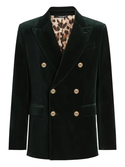 DOLCE & GABBANA DOUBLE-BREASTED SICILIA LIGHT COTTON VELVET JACKET