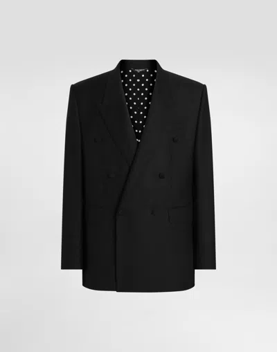 Dolce & Gabbana Double-breasted Sicilia Virgin Wool Jacket In Black
