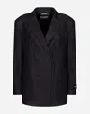 Dolce & Gabbana Double-breasted Silk And Cotton Denim Taormina-fit Jacket In Multicolor
