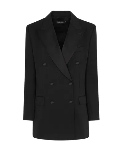 DOLCE & GABBANA SILK-LAPELS DOUBLE-BREASTED BLAZER