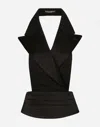 Dolce & Gabbana Black Double-breasted Vest With Rear Cut-out In Silk And Wool Woman In Black