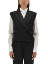 Dolce & Gabbana Sleeveless Double-breasted Wool Gabardine Tuxedo Jacket In Black