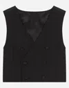 Dolce & Gabbana Double-breasted Stretch Woolen Vest In Black