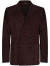 Dolce & Gabbana Double-breasted Leather Blazer In Brown