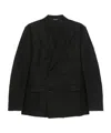 Dolce & Gabbana Double-breasted Linen Blazer In Black