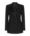 Dolce & Gabbana Double-breasted Jacket With Applied Flower In Black