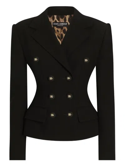 Dolce & Gabbana Double-breasted Tailored Blazer In Black