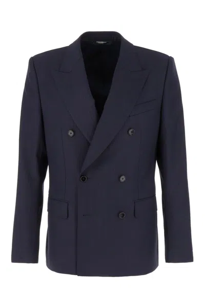 Dolce & Gabbana Double-breasted Tailored Blazer In Blue