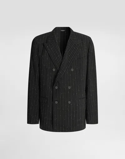 Dolce & Gabbana Double-breasted Taormina Viscose Jacket In Black
