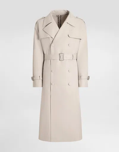 Dolce & Gabbana Double-breasted Trench Coat In Neutral