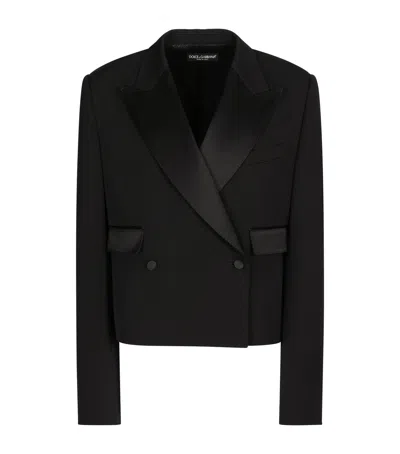 Dolce & Gabbana Double Breasted Tuxedo Short Jacket In Black