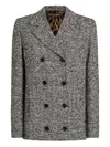 Dolce & Gabbana Short Double-breasted Coat In Dotted Wool Blend In Gray