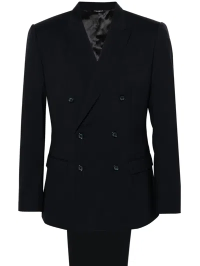 Dolce & Gabbana Double-breasted Twill Blazer In Blue