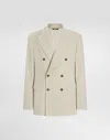 Dolce & Gabbana Double-breasted Velvet Jacket In Beige