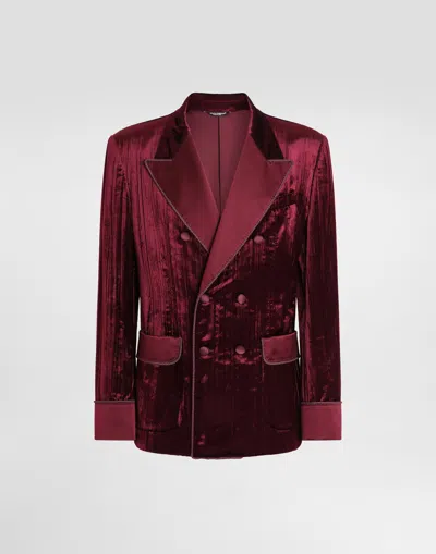 Dolce & Gabbana Double-breasted Velvet Jacket In Purple