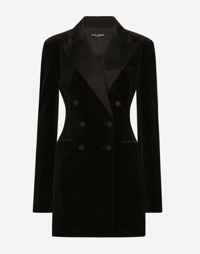 DOLCE & GABBANA DOUBLE-BREASTED VELVET TURLINGTON JACKET