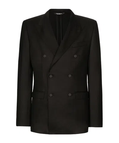 Dolce & Gabbana Double-breasted Virgin-wool Blazer In Black