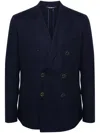Dolce & Gabbana Double-breasted Virgin Wool Blazer In Blue