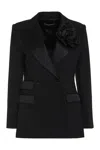 Dolce & Gabbana Double-breasted Jacket With Applied Flower In Black