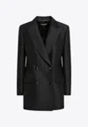 Dolce & Gabbana Double-breasted Wool And Silk Jacket In Black