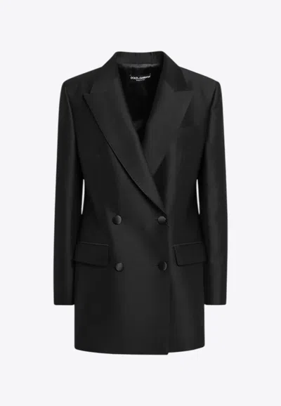 Dolce & Gabbana Double-breasted Wool And Silk Jacket In Black