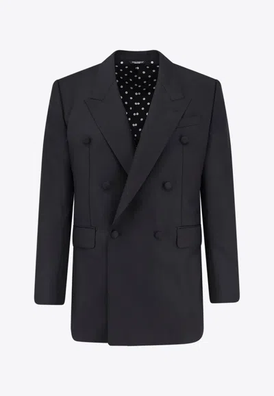 Dolce & Gabbana Double-breasted Wool Blazer In Black