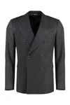 Dolce & Gabbana Double-breasted Wool Blazer In Gray