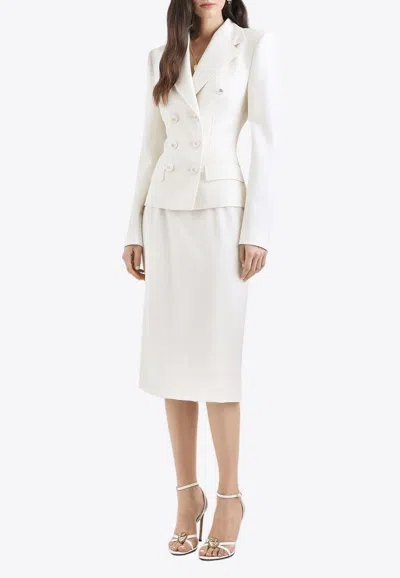 Dolce & Gabbana Double-breasted Wool Blazer In White