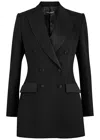 Dolce & Gabbana Double-breasted Wool Blend Blazer With Satin Detailing In Black