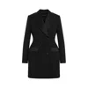 Dolce & Gabbana Double-breasted Wool Blend Blazer With Satin Detailing In Black