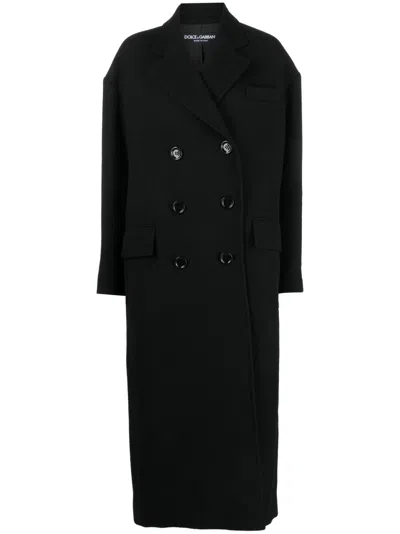 Dolce & Gabbana Double-breasted Wool-blend Coat In Black